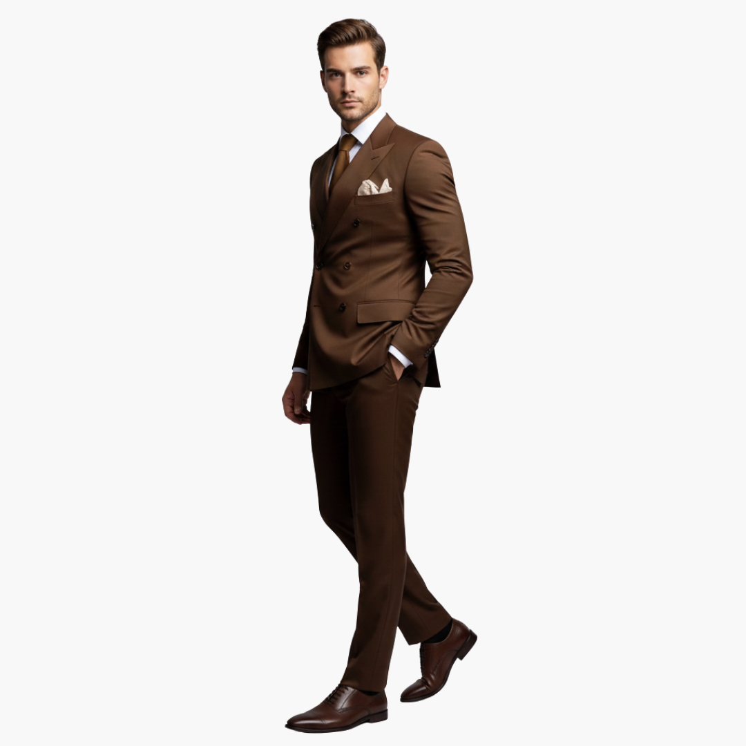 Men's Slim-Fit Two-Piece Suit with Notch Lapels