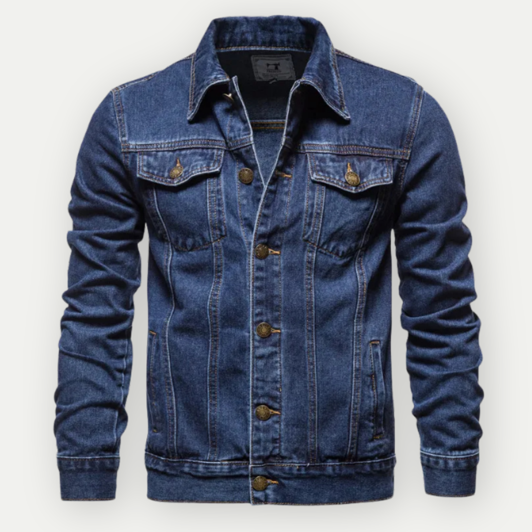 Men's Denim Trucker Jacket with Chest Pockets