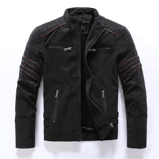 Women's Padded-Shoulder Moto Jacket with Asymmetric Zip