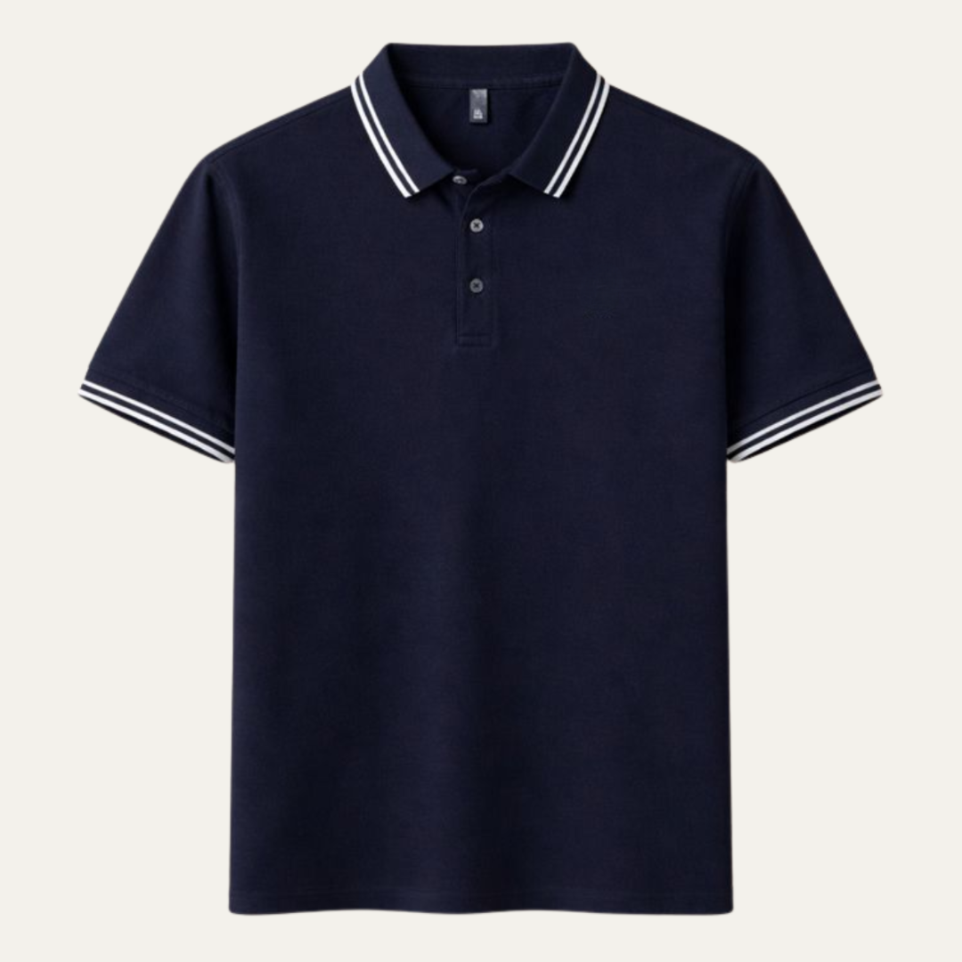 Men's Cotton Polo Shirt with Ribbed Collar