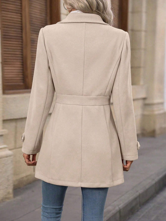 Women's Belted Trench Coat with Notch Lapels