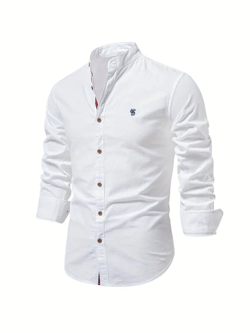 Men's Slim-Fit Shirt with Mandarin Collar