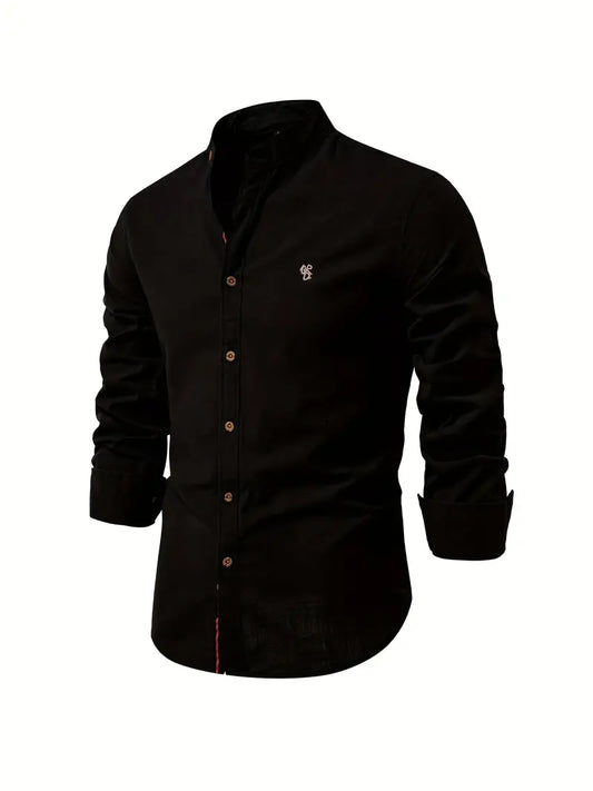 Men's Slim-Fit Shirt with Mandarin Collar