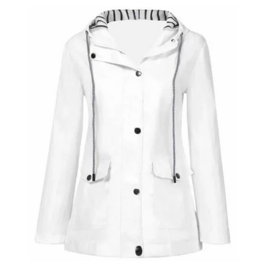 Women's Waterproof Windproof Hooded Jacket – White