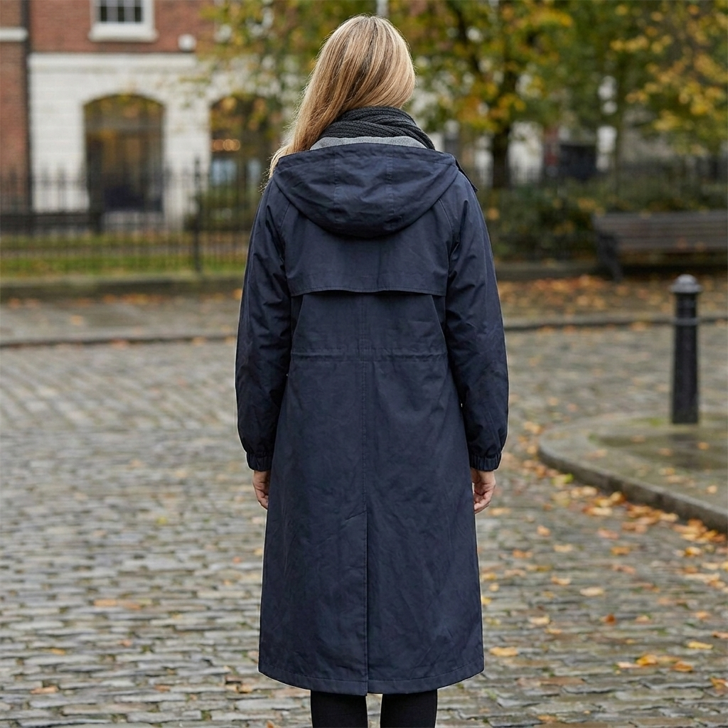 Women's Packable Hooded Rain Coat with Button Front