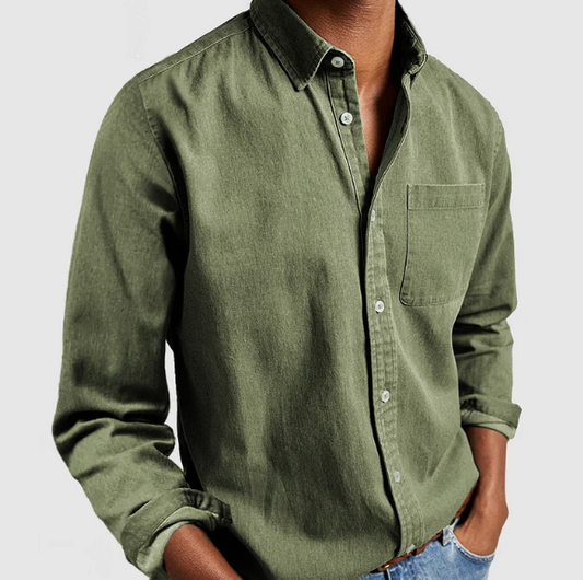 Men's Denim Shirt with Button Front