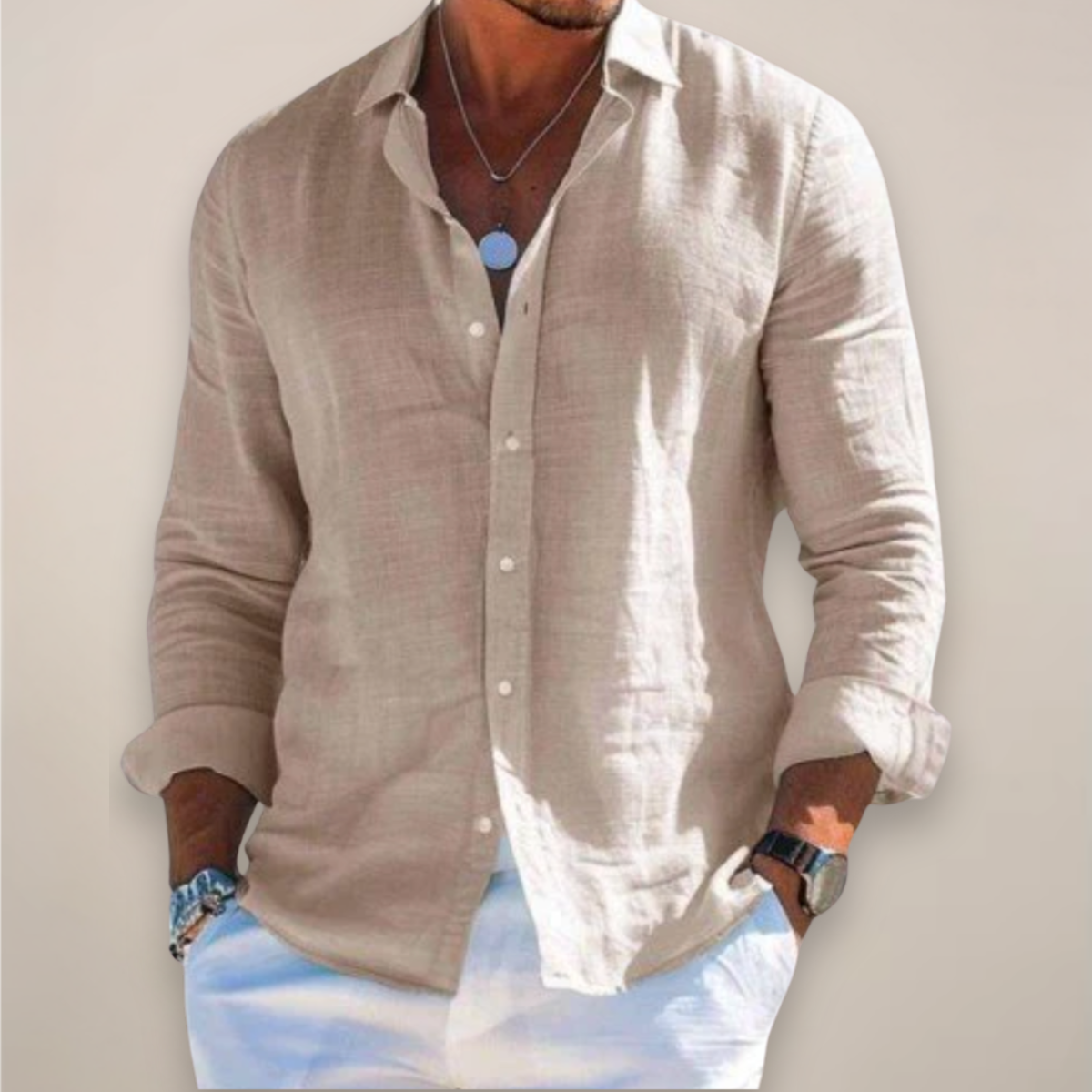 Men's Relaxed Shirt with Lapel Collar