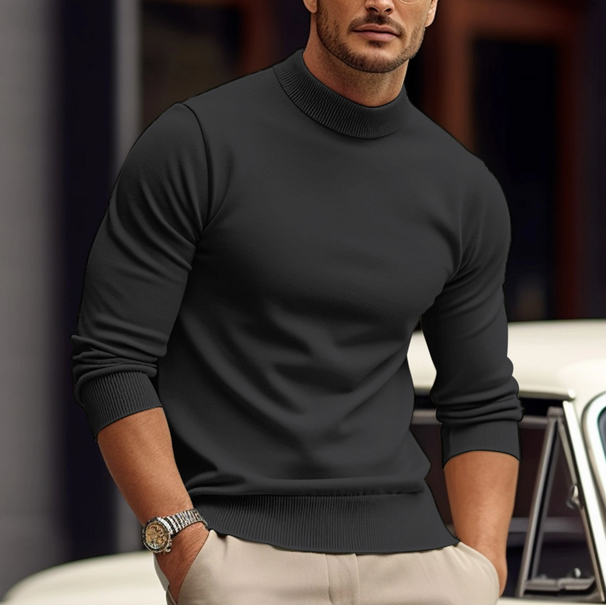 Men's Knitted Jumper with Crew Neck