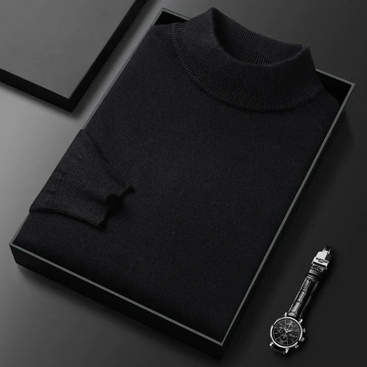 Men's Knitted Jumper with Mock Neck
