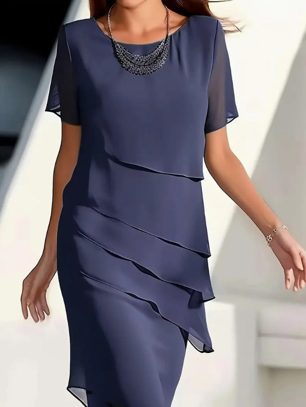 Women's Pleated Chiffon Midi Dress