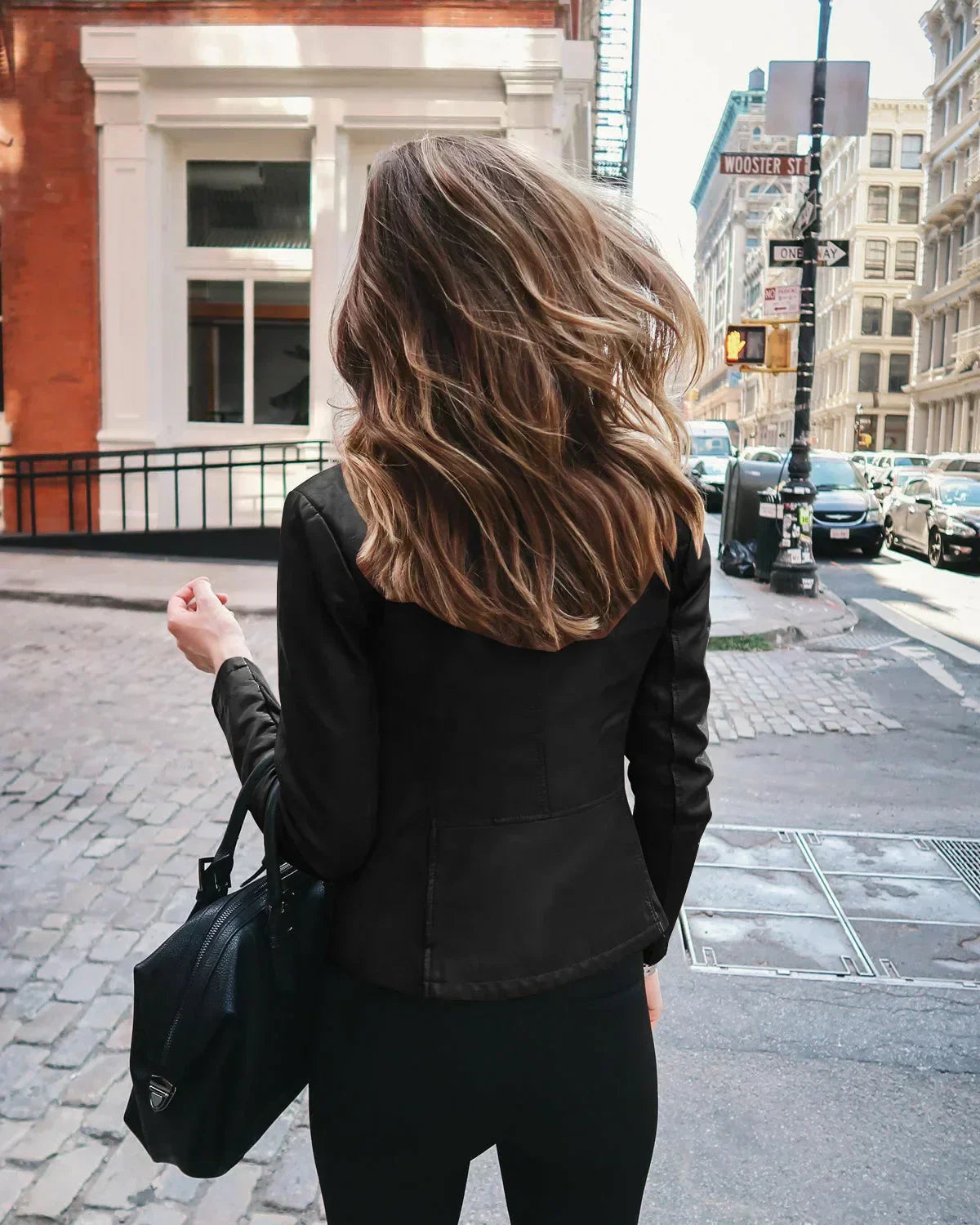 Women's Leather Jacket with Zip Front