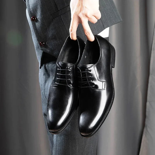 Men's Leather Shoes with Lace-Up Front