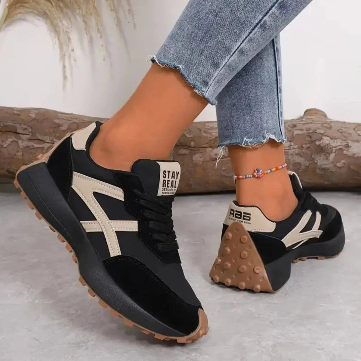 Women's Sneakers with Grip Sole and Cushioned Footbed