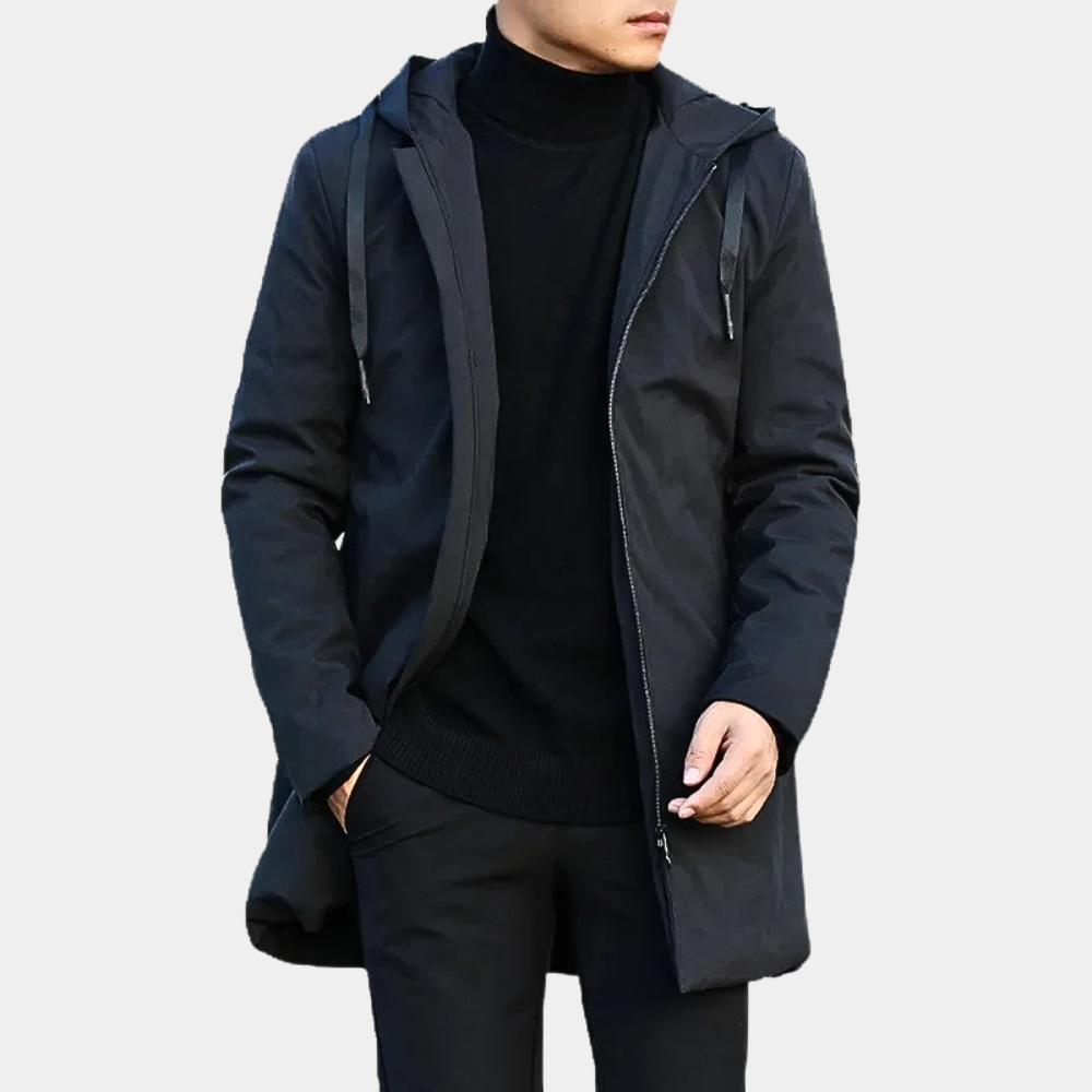 Men's Longline Hooded Coat with Quilted Lining