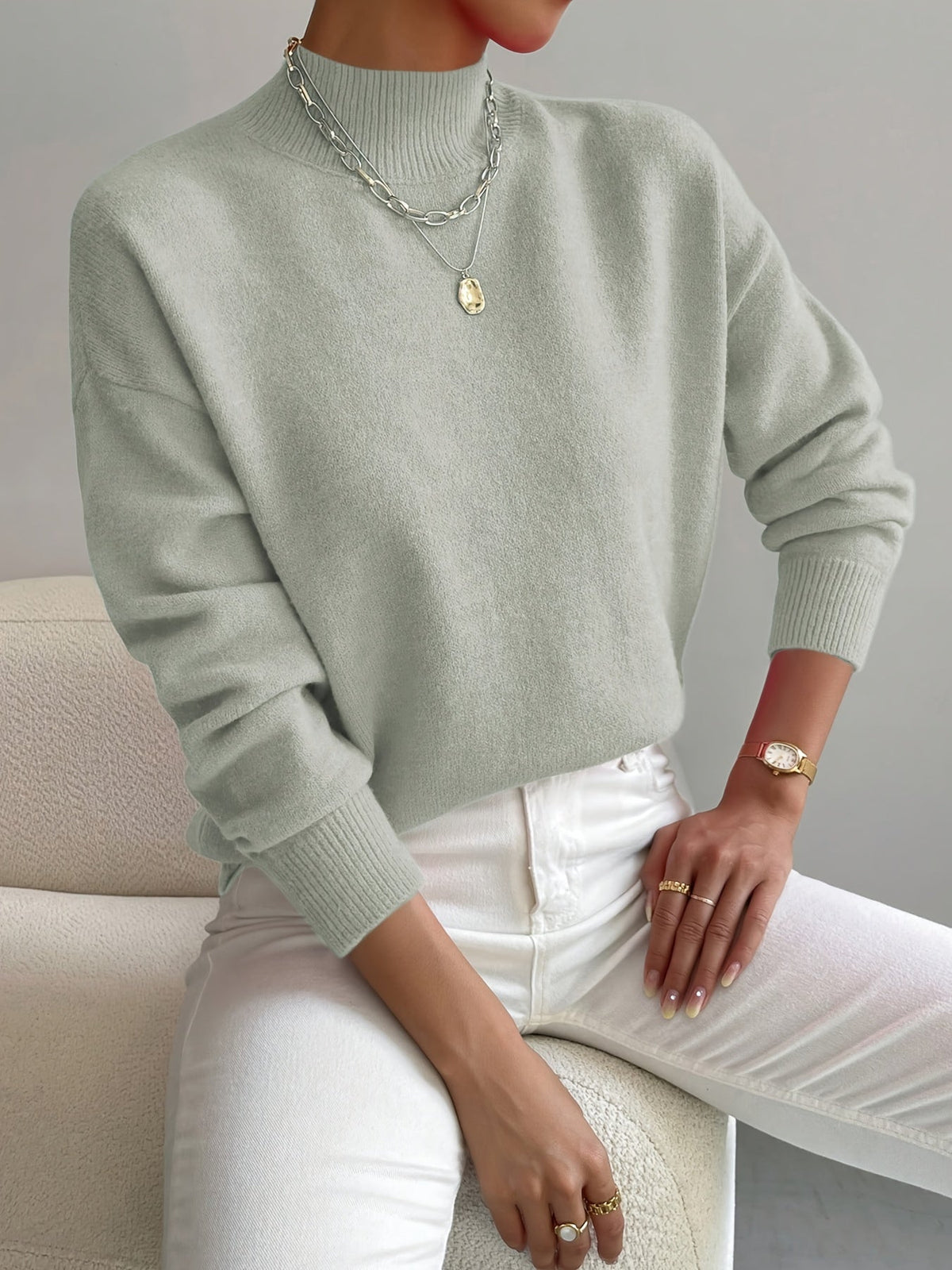 Women's Elegant Warm Jumper – Light Green