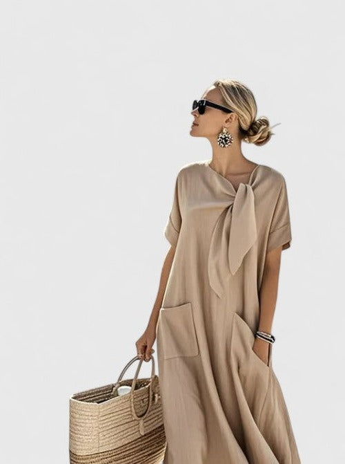 Women's Fitted Dress with Draped Bodice