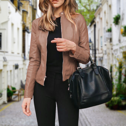 Women's Biker Jacket with Zip Front