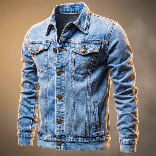 Men's Denim Jacket with Chest Pockets
