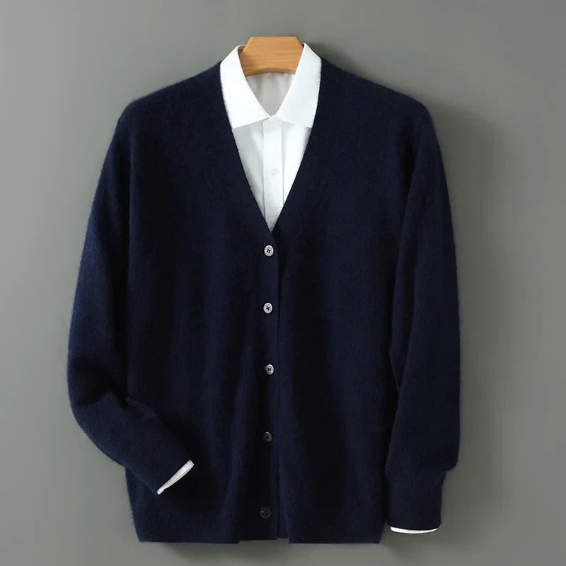 Men's Cashmere Blend Cardigan with Button Front - photo 10