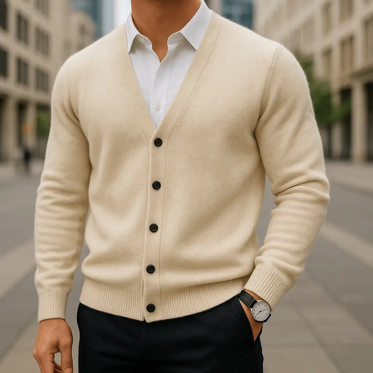 Men's Cashmere Blend Cardigan with Button Front - photo 2