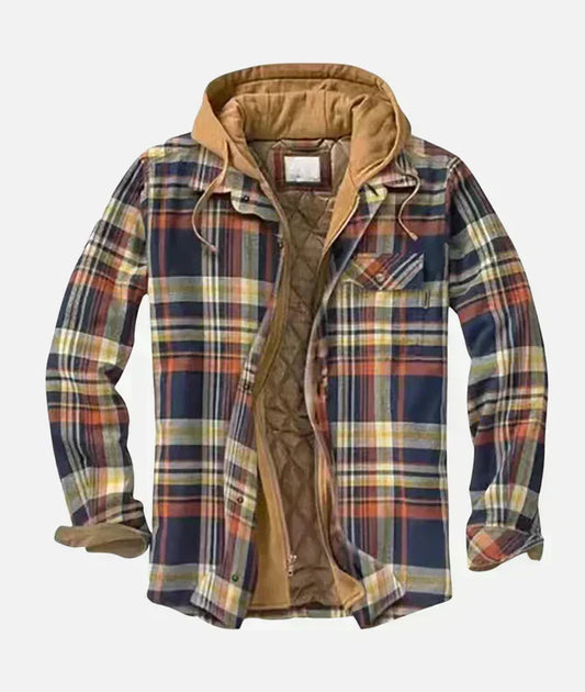 Men's Checked Overshirt with Quilted Lining and Hood - photo 2