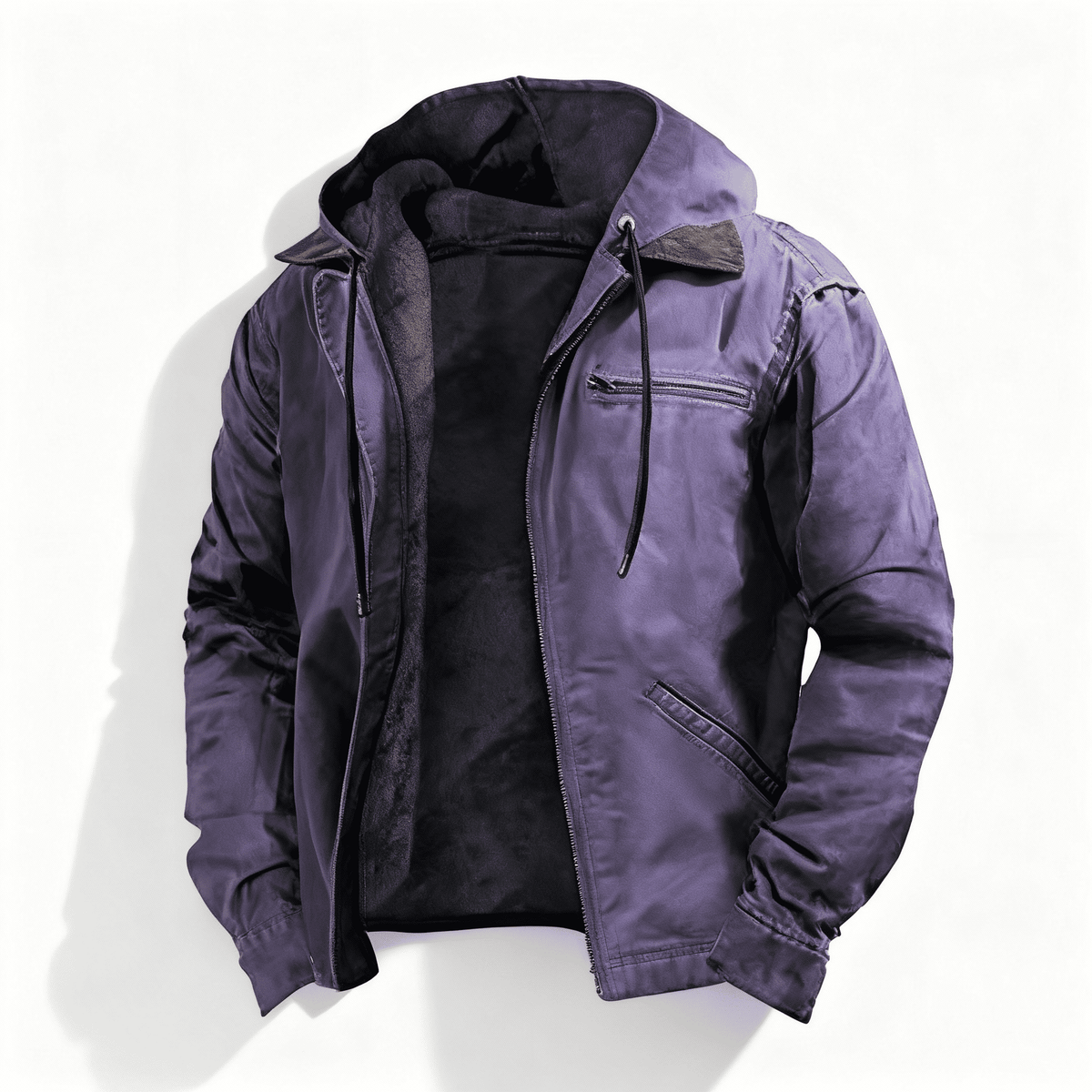 Men's Hooded Jacket with Zip Front and Drawcord - photo 7