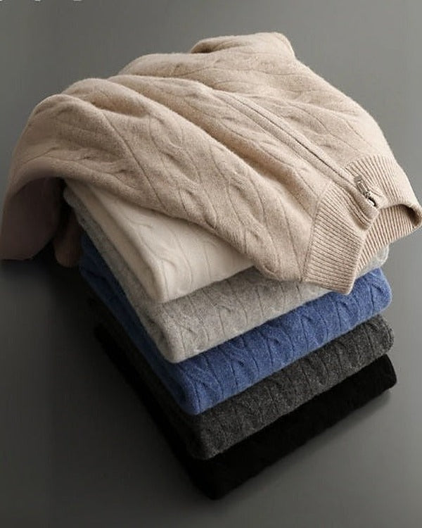 Men's Merino Wool Half-Zip Knit Jumper - photo 15