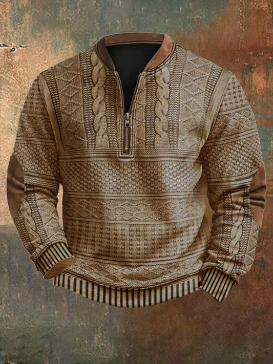 Men's Textured Half-Zip Knit Jumper - photo 2