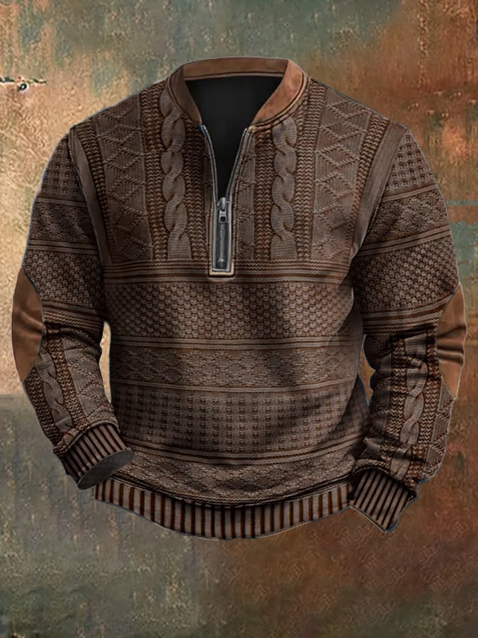 Men's Textured Half-Zip Knit Jumper - photo 6