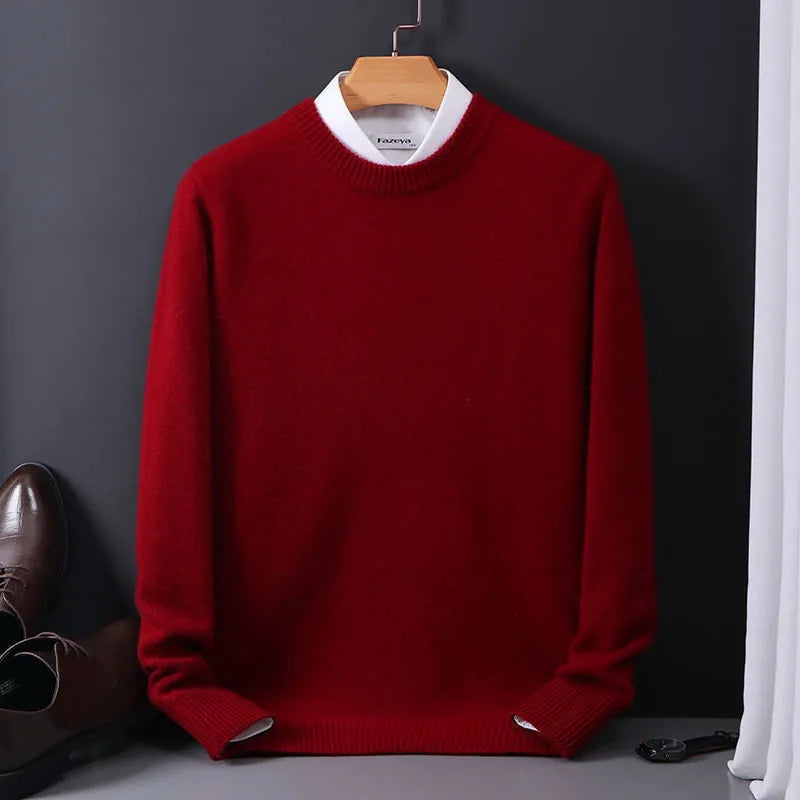 Men's Cashmere Blend Jumper with Classic Fit in Red