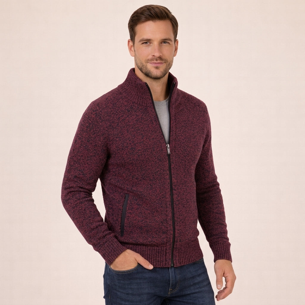 Men's Classic Full Zip Knit Sweater-6