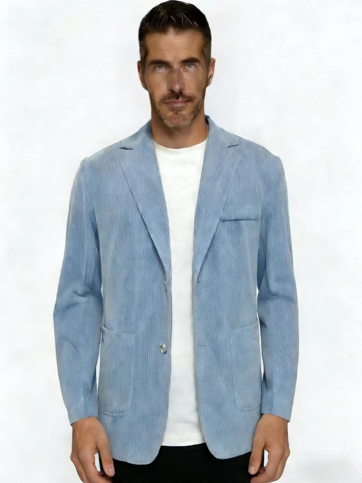 Men's Corduroy Blazer with Notch Lapel and Patch Pockets - photo 12