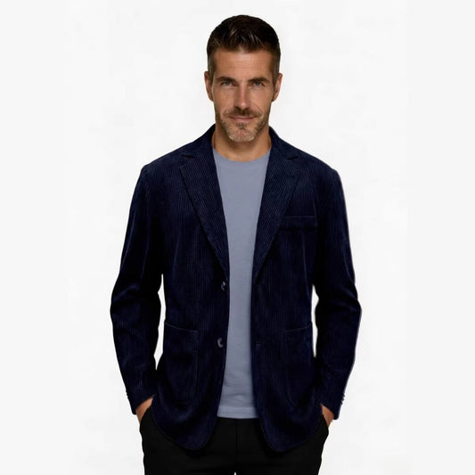 Men's Corduroy Blazer with Notch Lapel and Patch Pockets - photo 2