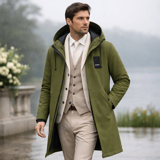 Men's Hooded Rain Coat with Zip Front – view 2