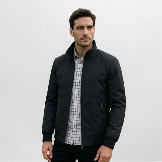 Men's Lightweight Jacket with Zip Front in Black