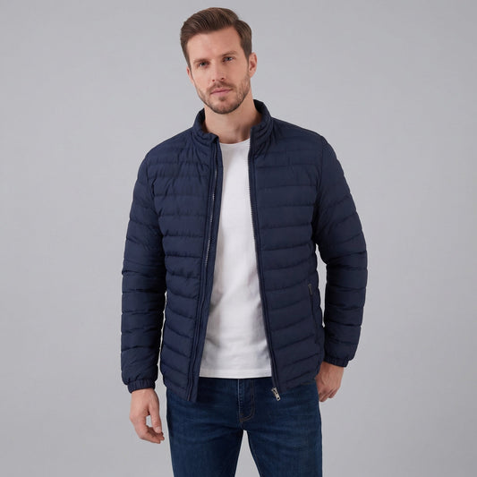 Men's Lightweight Puffer Jacket with Stand Collar - photo 2