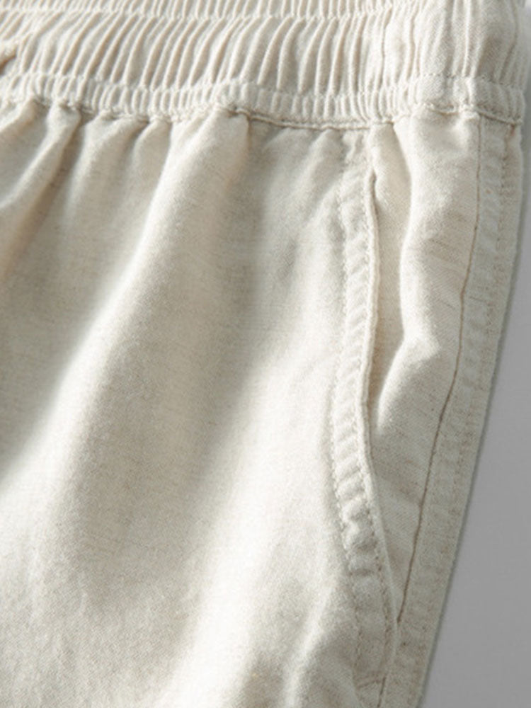 Men's Two-Piece Linen Set with Drawcord Trousers