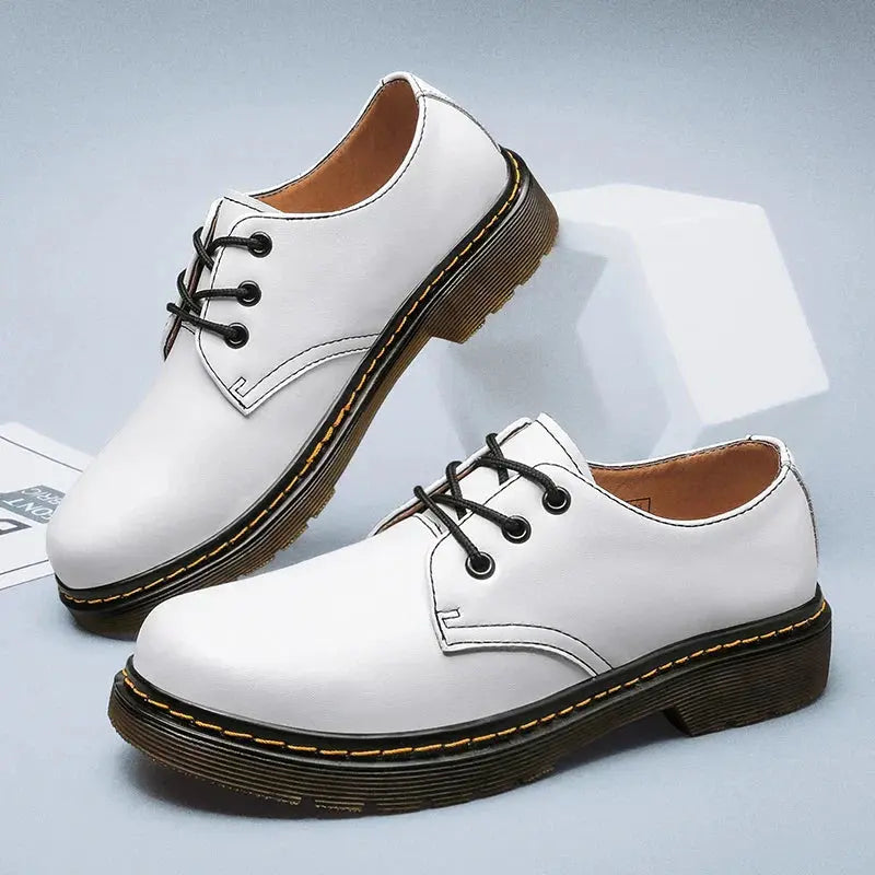 Men's Oxford Shoes with Lace-Up Front in White