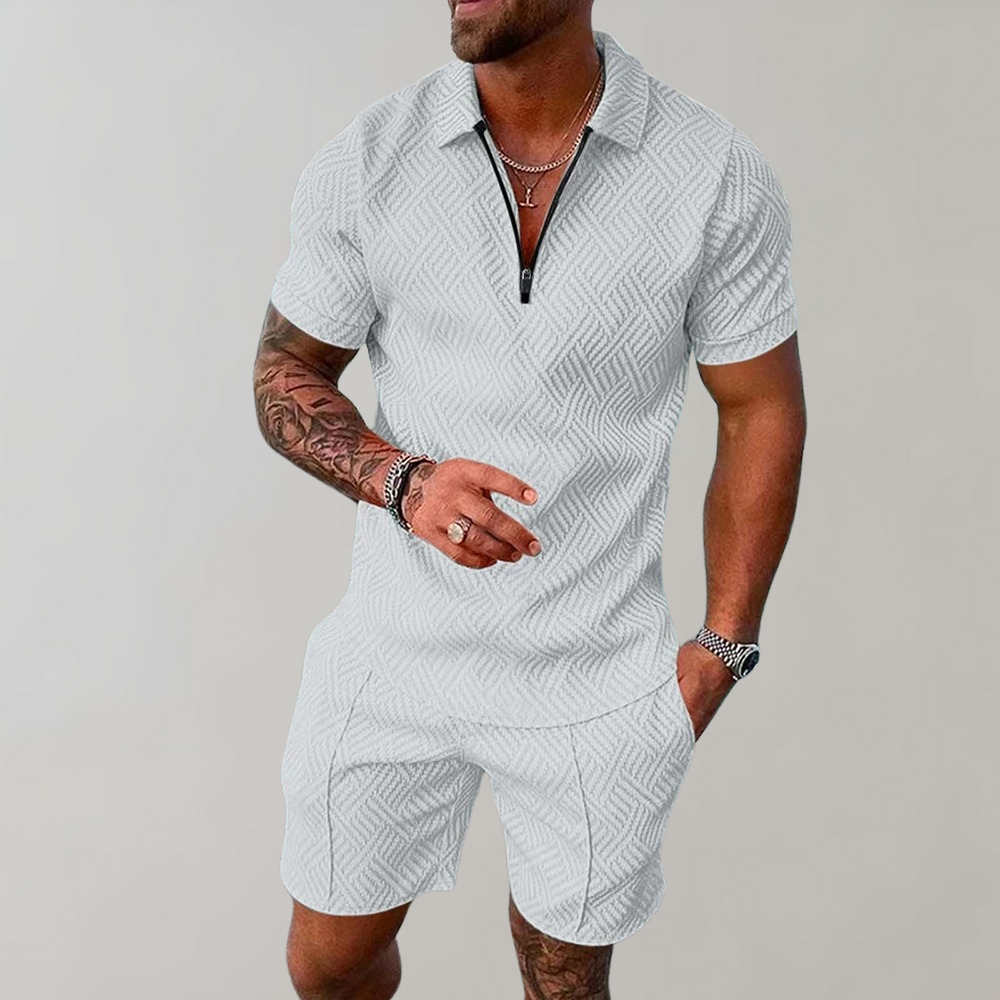 Men's Two-Piece Set with Polo and Shorts
