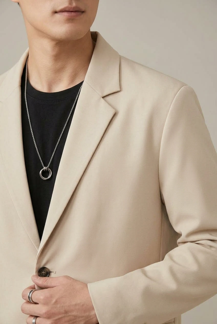 Men's Slim-Fit Single-Breasted Blazer with Notch Lapel - photo 6