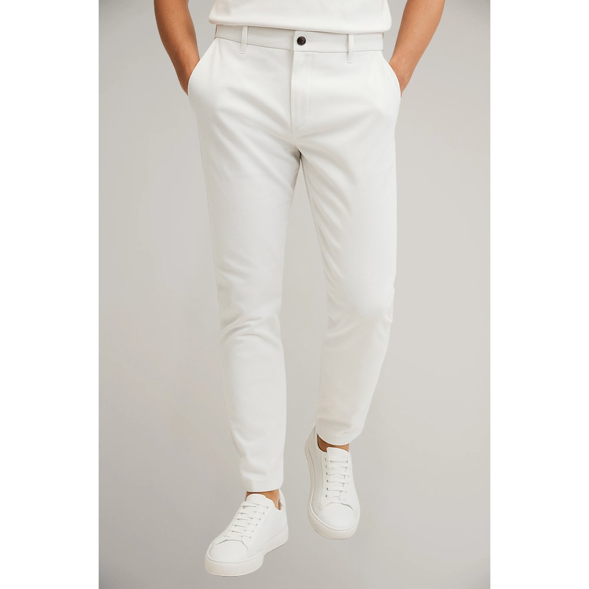 Men's Slim-Fit Chinos with Clean Front