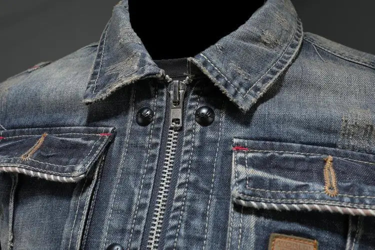Men's Denim Jacket with Vintage Wash