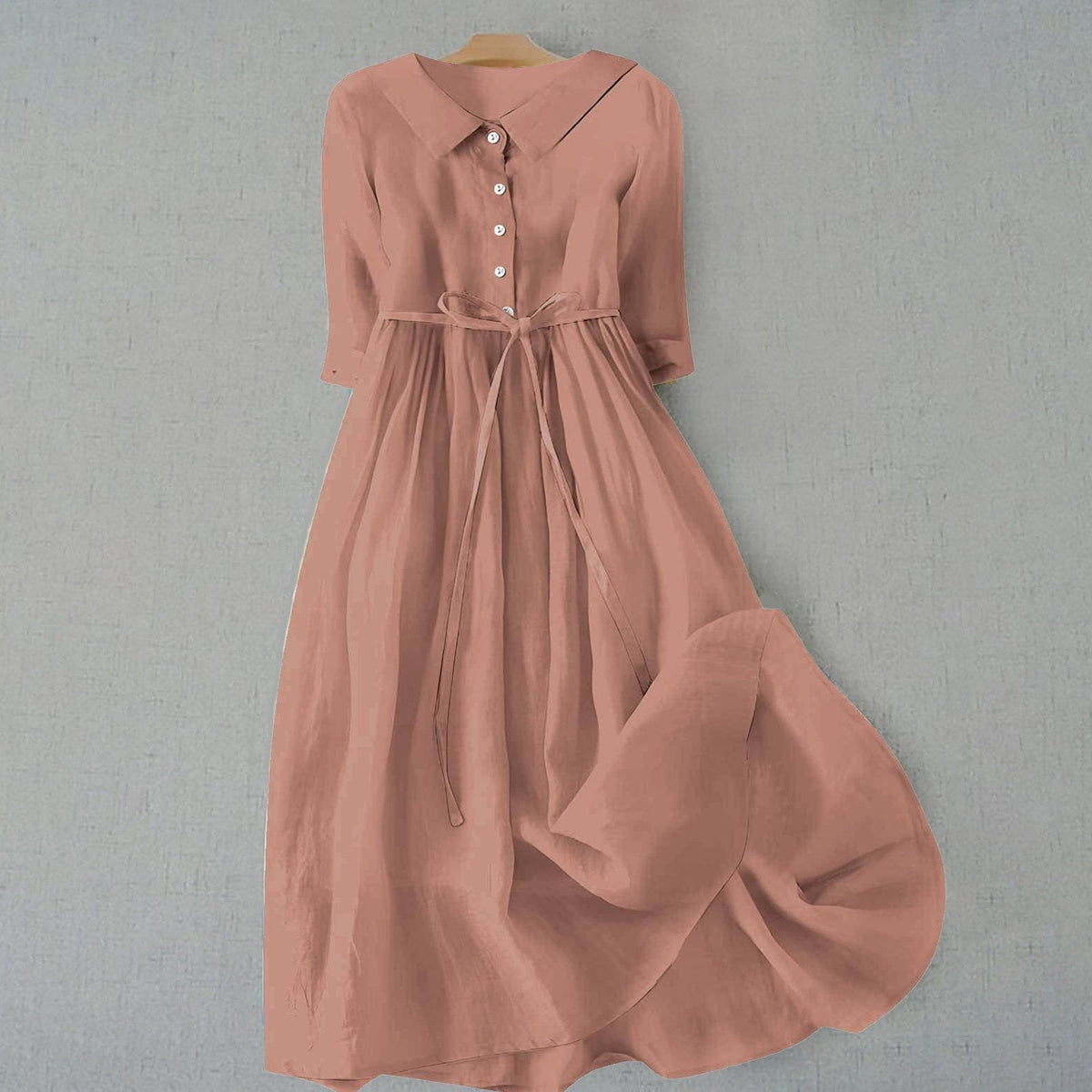 Women's Belted Shirt Dress with Button Front