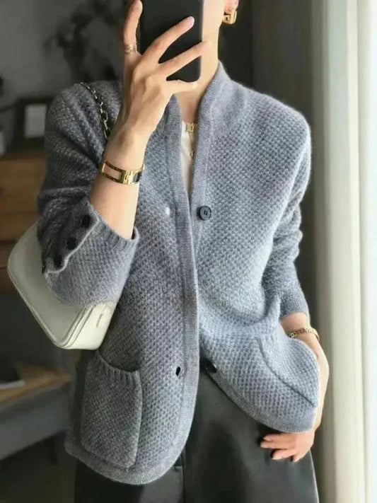 Women's Cashmere Blend Button-Front Knit Cardigan - photo 2