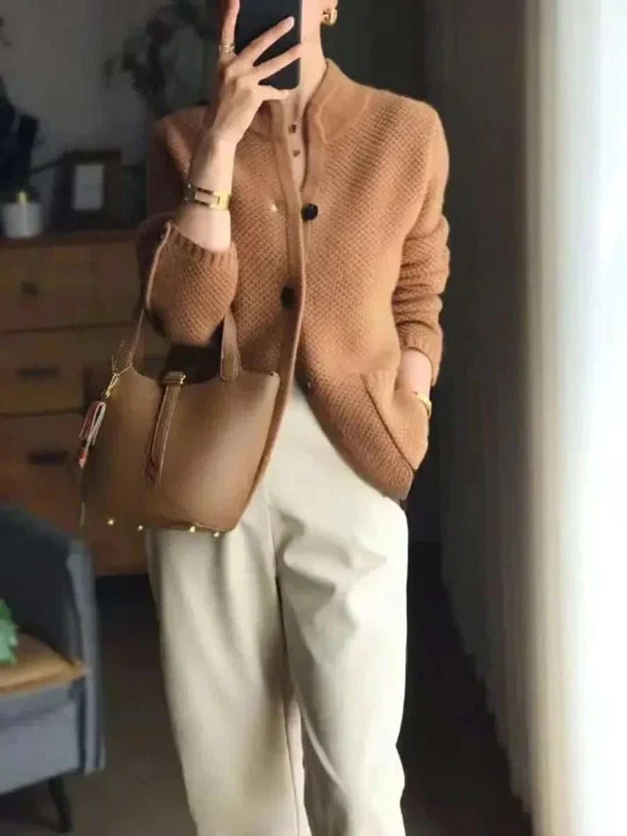Women's Cashmere Blend Button-Front Knit Cardigan - photo 3