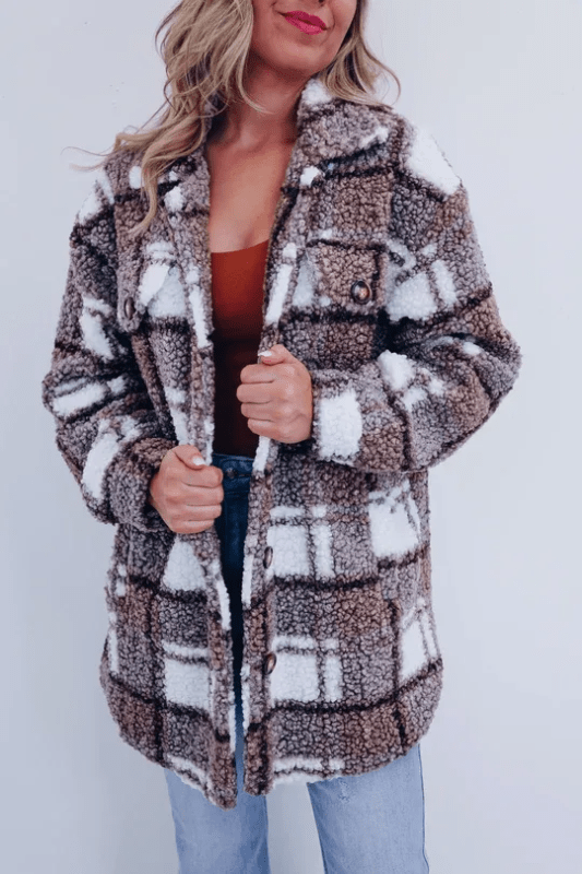 Women's Check Fleece Shacket - photo 2