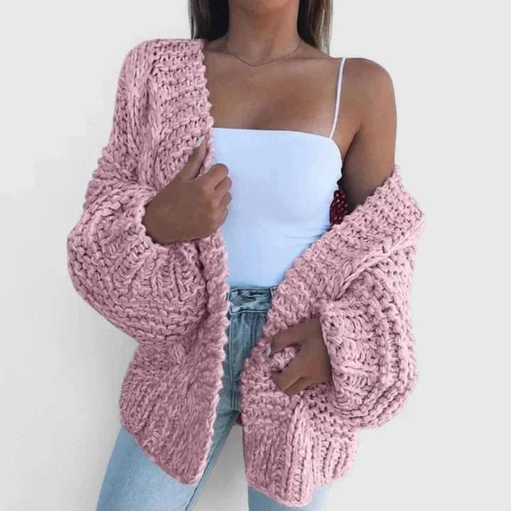 Women's Chunky Knit Open-Front Cardigan - photo 8