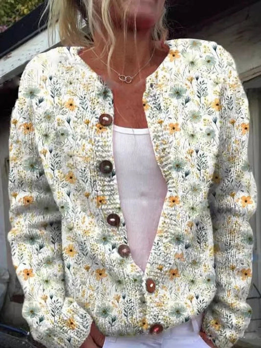 Women's Floral Embroidered Button-Front Knit Cardigan - photo 2