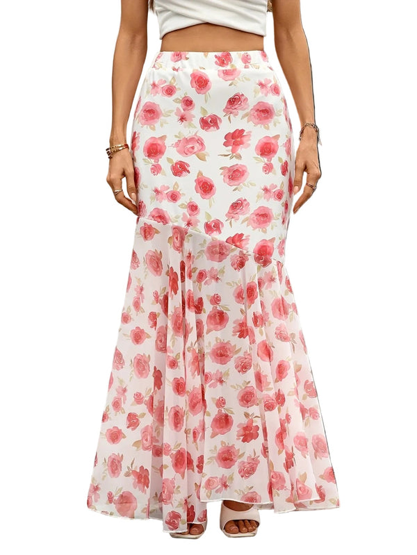 Womenās Floral High-Rise Maxi Skirt