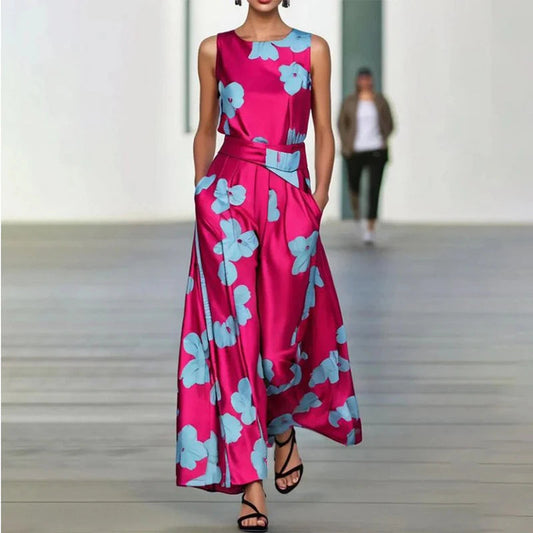 Women's Floral Print Maxi Dress with Sleeveless Cut - photo 1